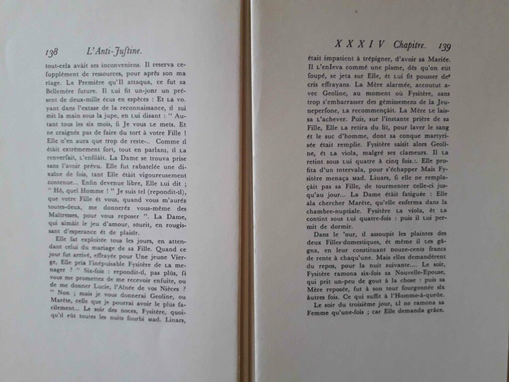 Intérieur du livre L'Anti-Justine ou Les Délices de l'amour, de Restif de la Bretonne