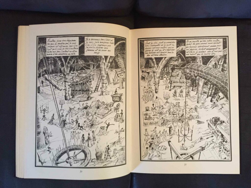 Planche pleine page de la BD Justine de Sade par Garnon