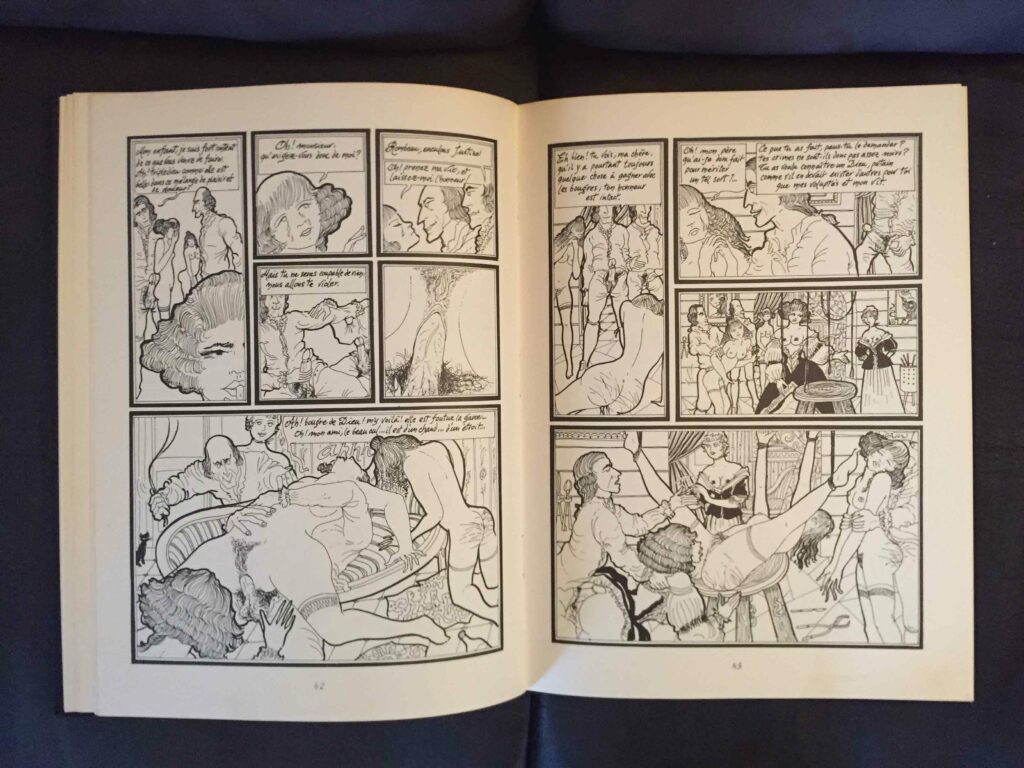 Planches de la bande dessinée BDSM de Sade par Gilbert Garnon