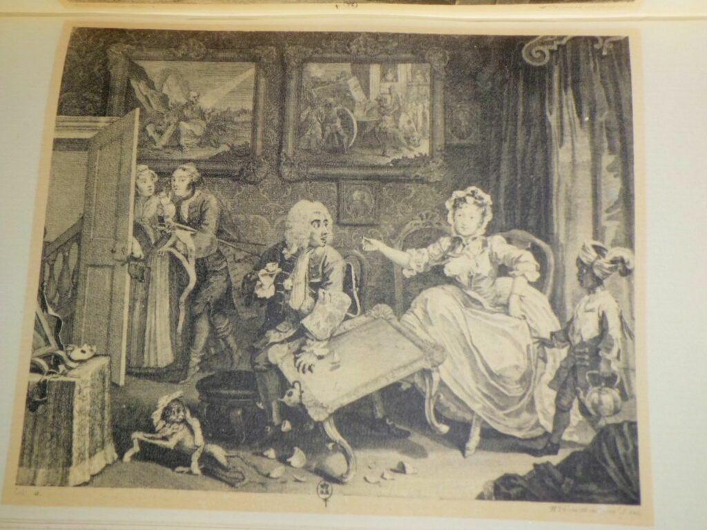 Illustration de William Hogarth pour La Carrière d'une putain de Londres, au Cercle du Livre précieux