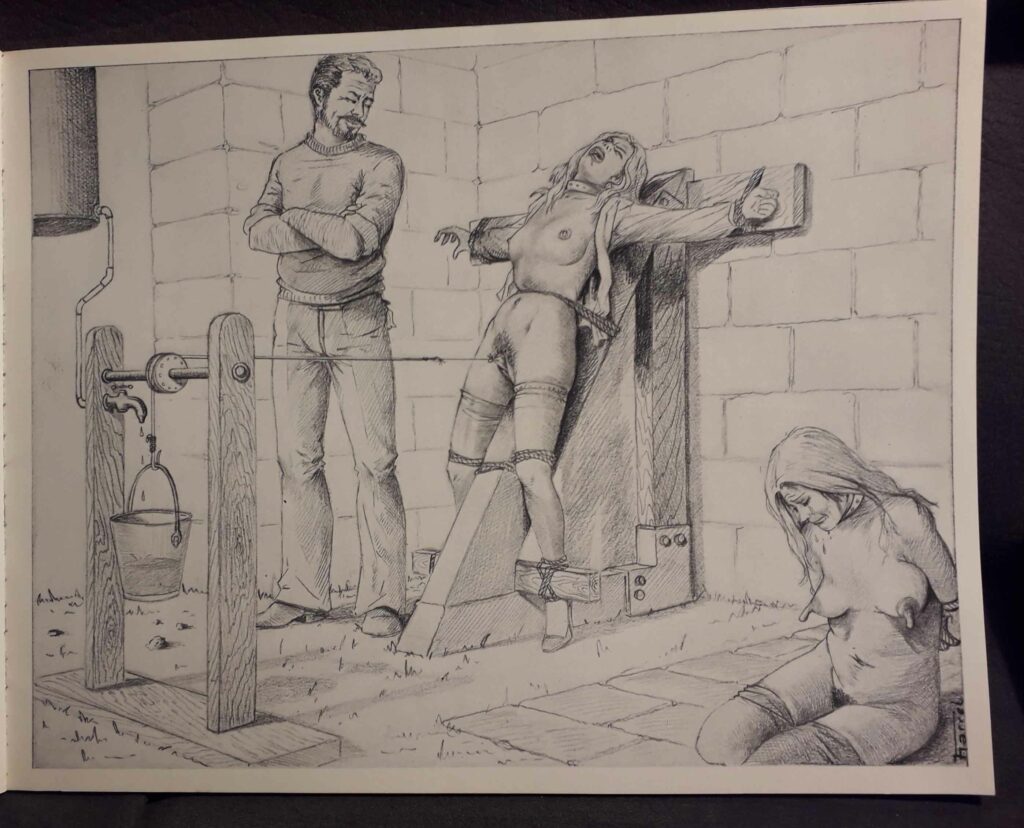 Dessin de soumise torturée par Joseph Farrel