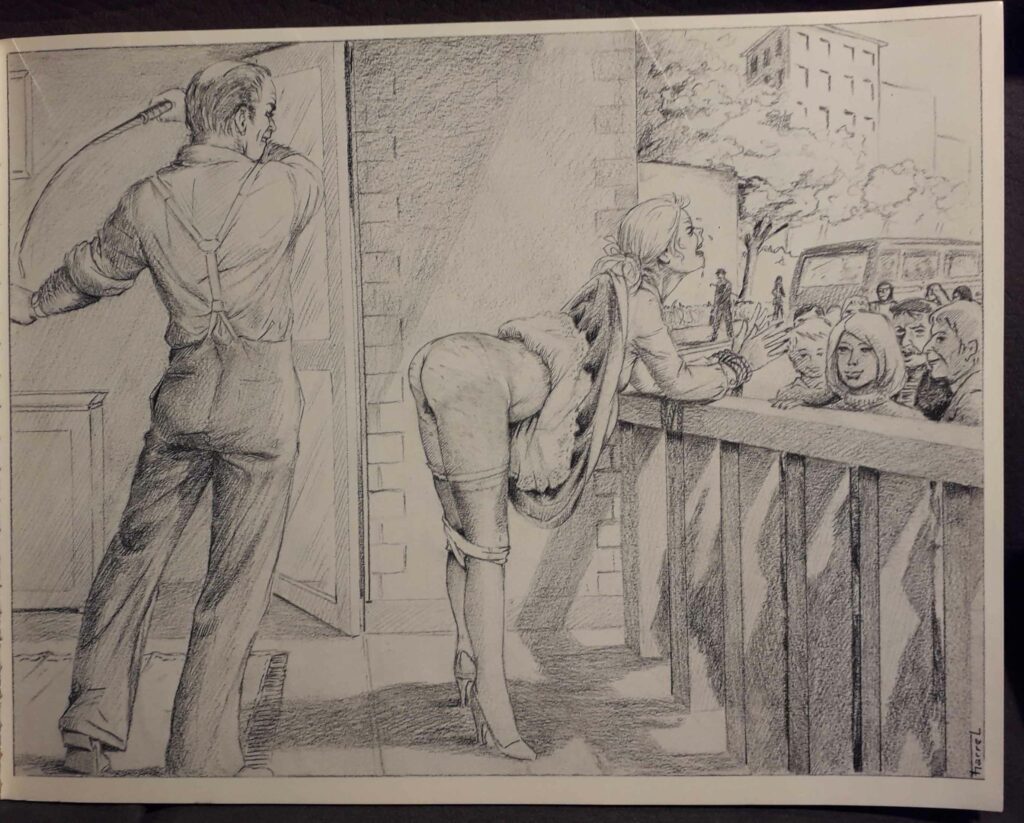 Dessin de femme fouettée en public par Joseph Farrel