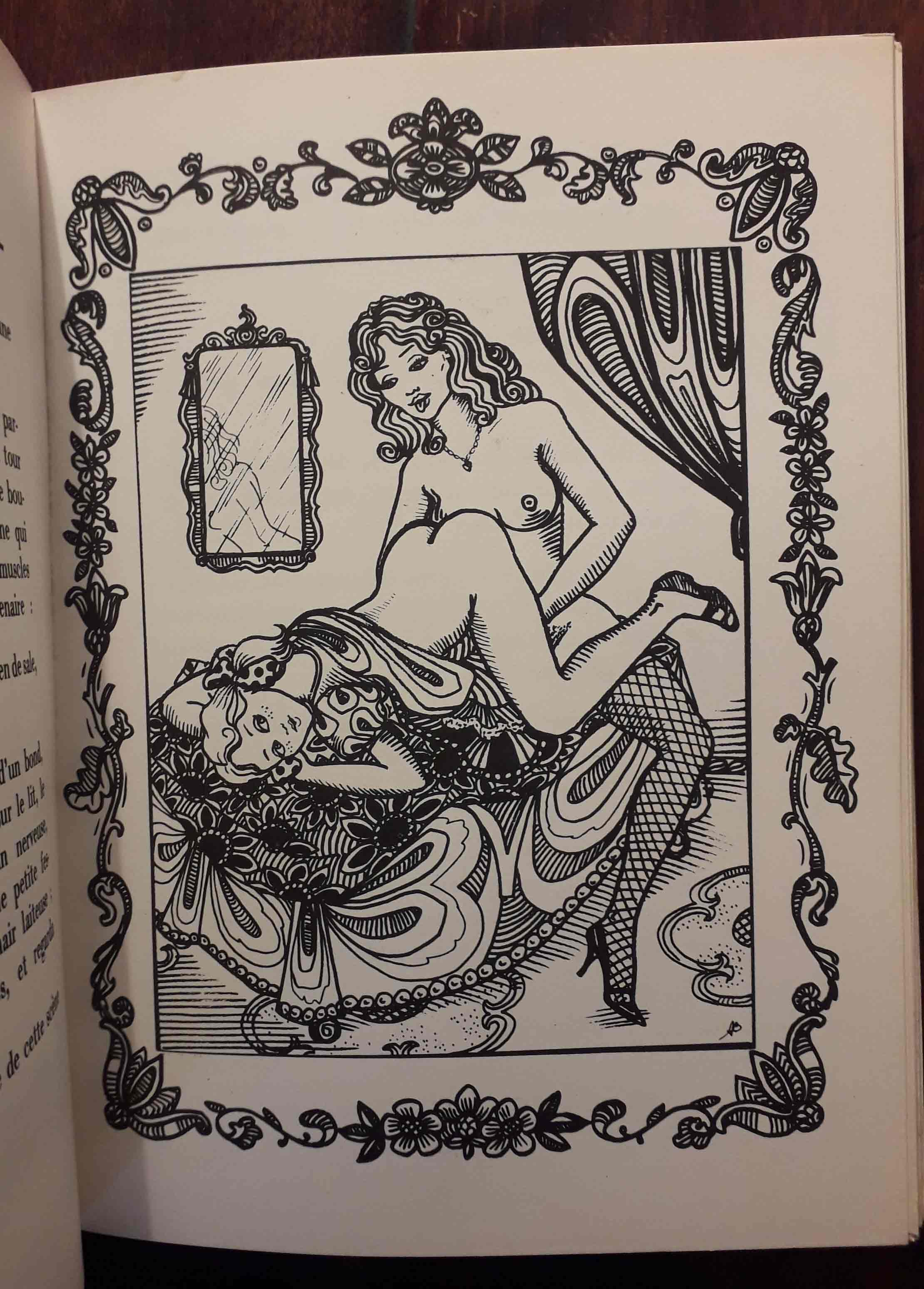 Dessin érotique de femmes entre elles signé Tony Bastos