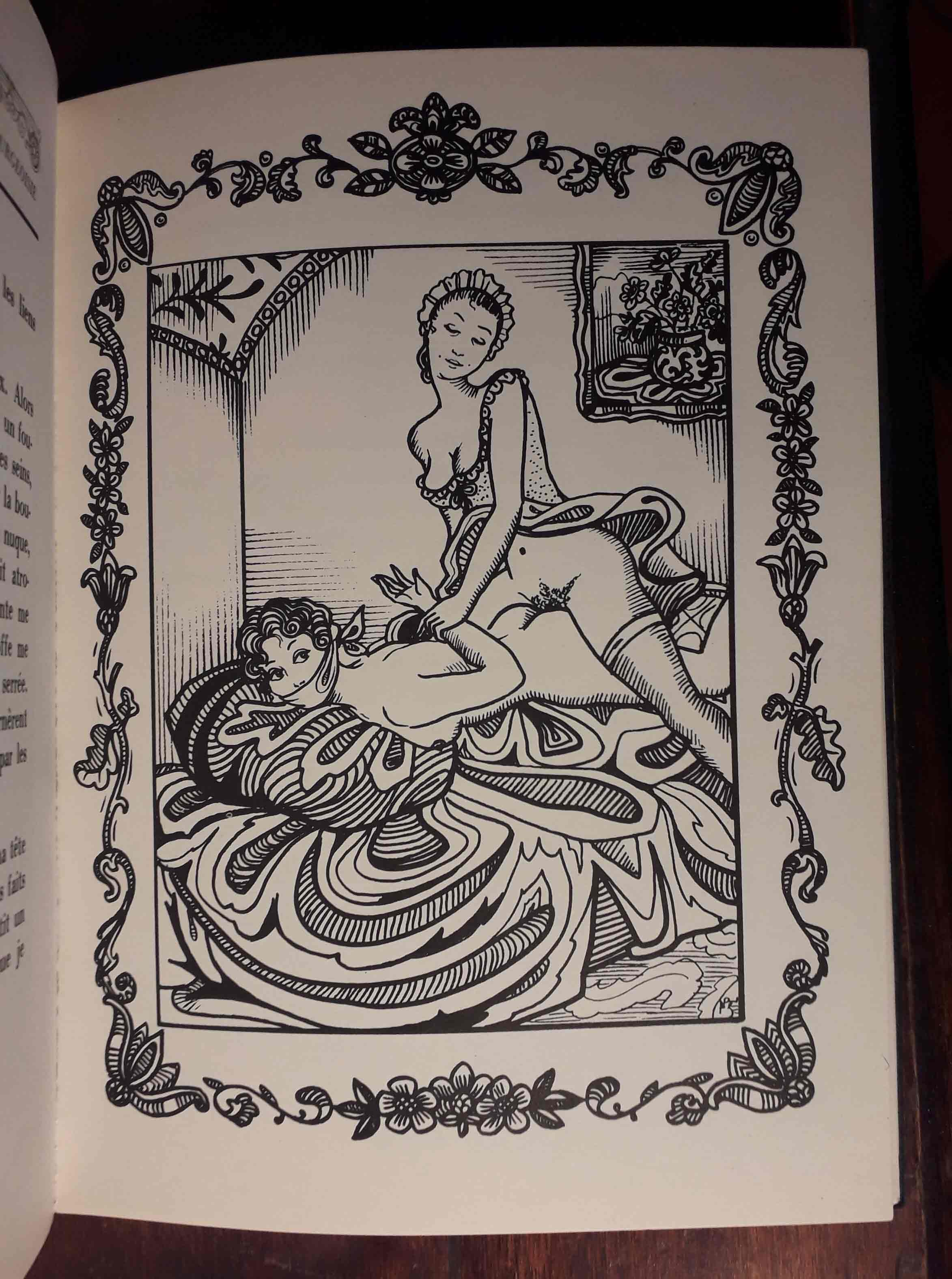 Dessin érotique d'une scène BDSM de deux lesbiennes par Tony Bastos