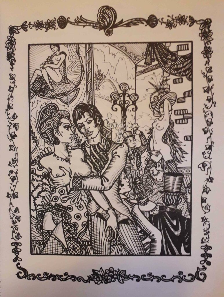 Illustration érotique de Tony Bastos pour Les Perversions discrètes de la bourgeoisie