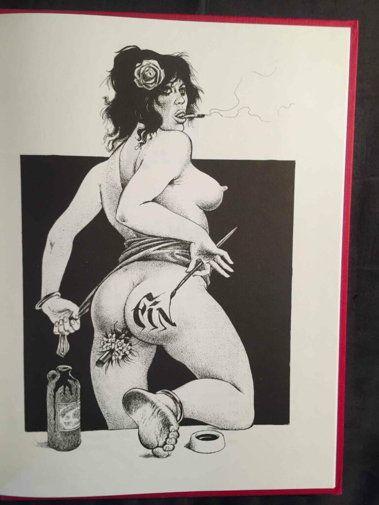 Dessin érotique de Georges Pichard, femme nue montrant ses fesses