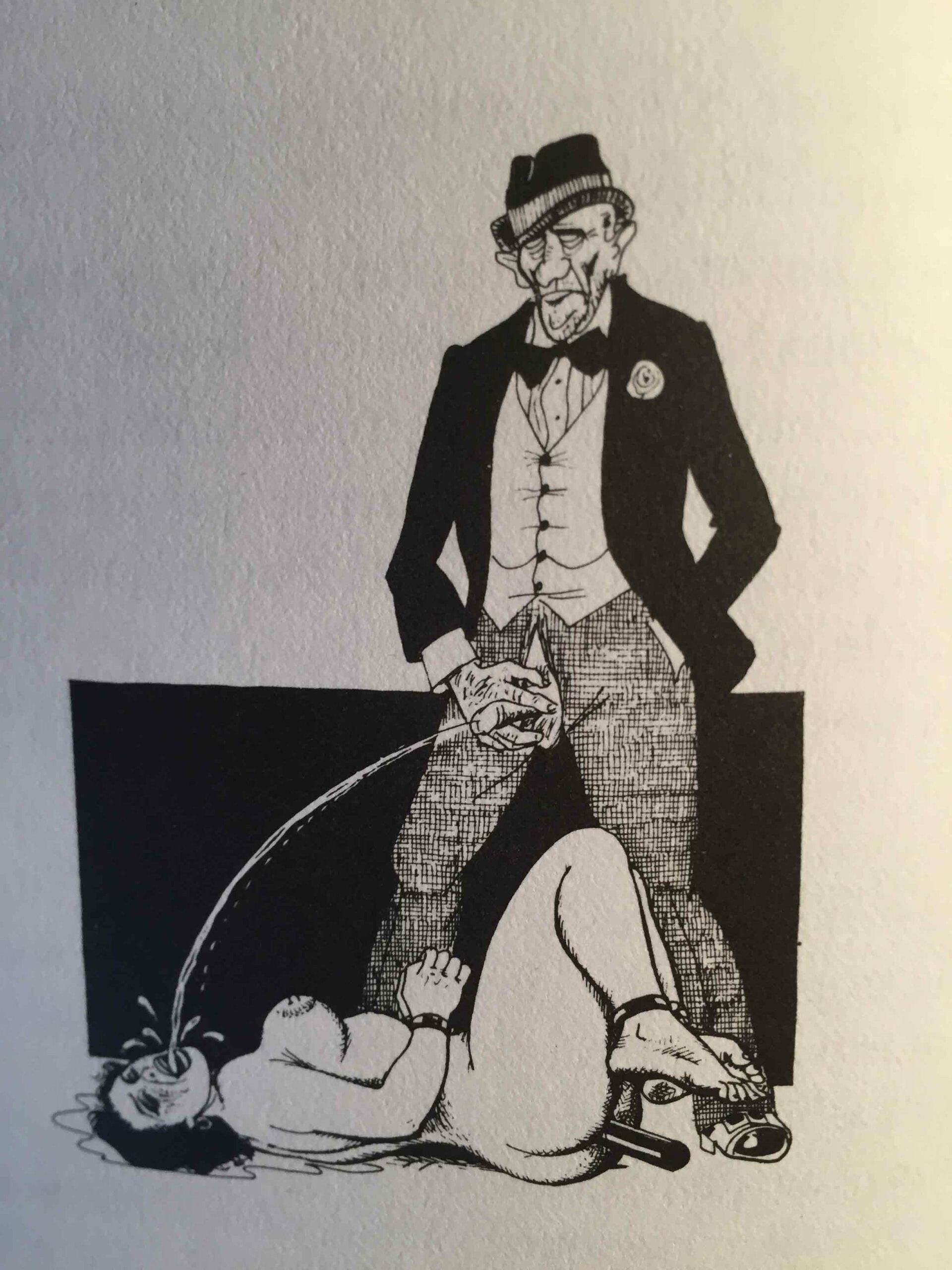 Dessin érotique uro de Georges Pichard pour Les Trois filles de leur mère, aux éditions Jean Antoine